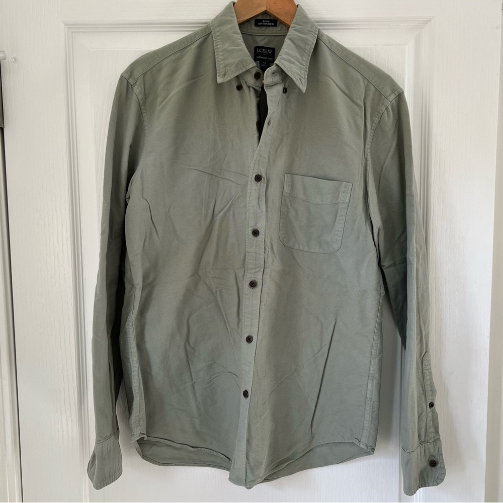 Green cotton shirt men’s medium J. Crew Factory